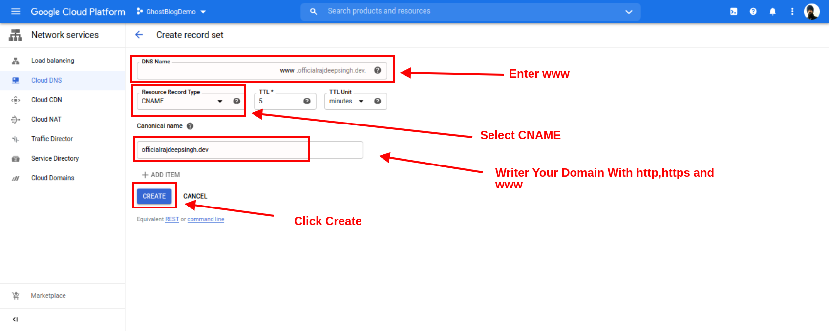 Add CNAME In Your Record